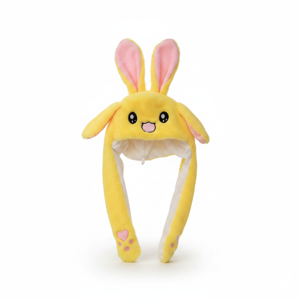 GORRO CONEJO PELUCHE LEVANTA OREJAS C/LUZ 200U