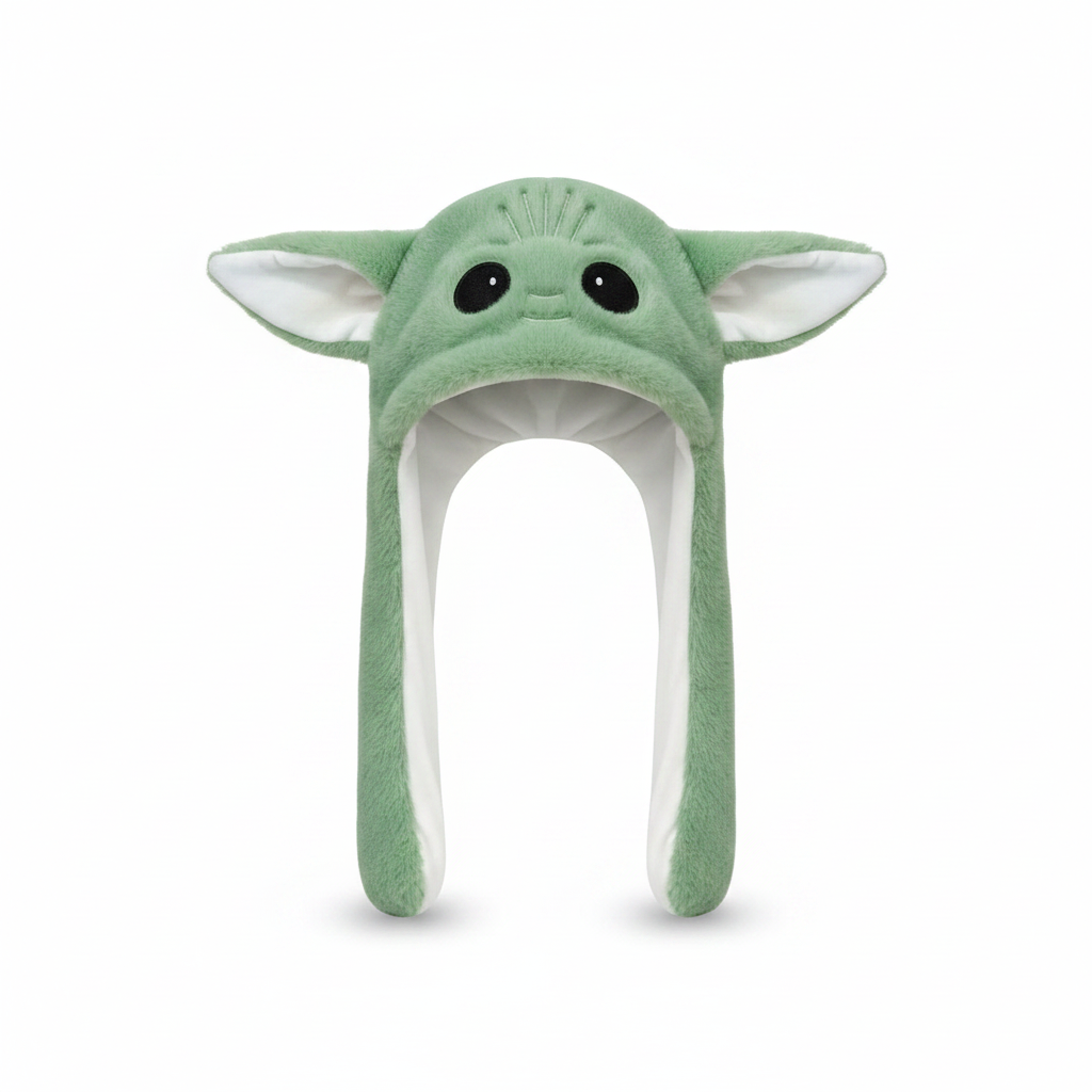 GORRO PANDA & YODA PELUCHE LEVANTA OREJAS C/LUZ 200U