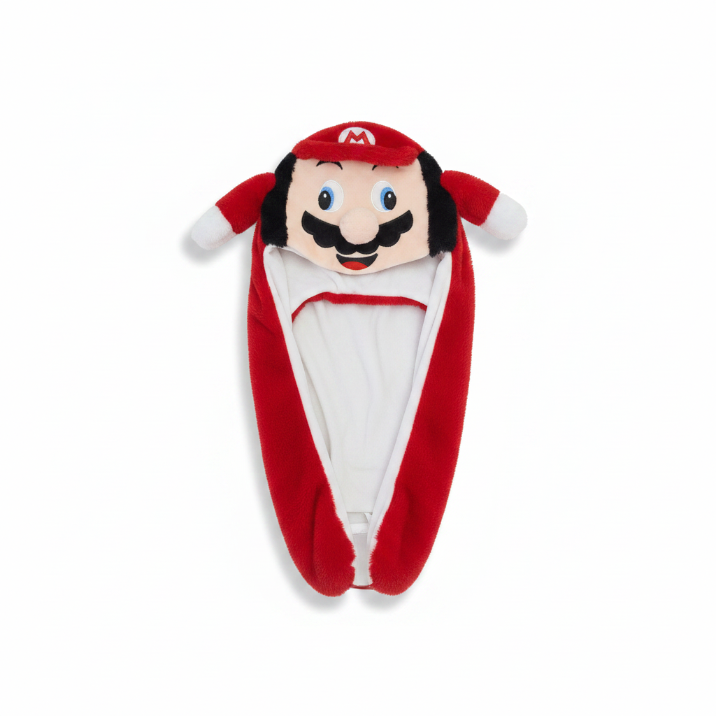 GORRO SUPER MARIO PELUCHE LEVANTA OREJAS C/LUZ 200U